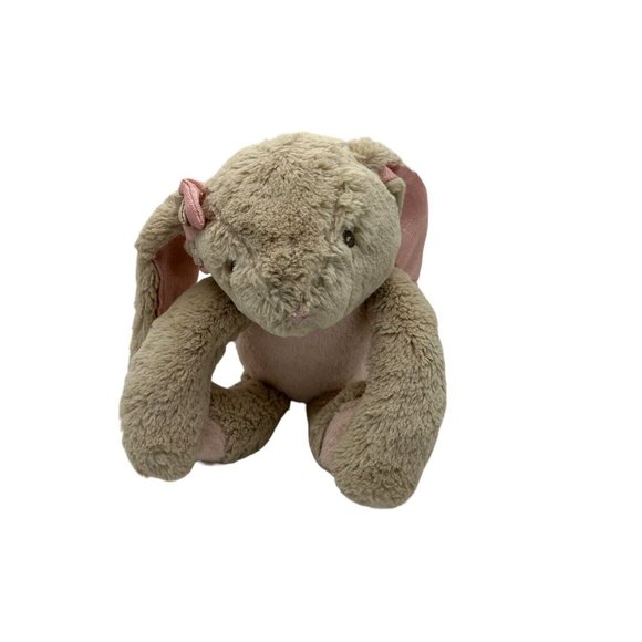 b. Boutique By Evergreen 10" Cuddly Rabbit Metallic Pink Ears Beige No Blanket - Picture 9 of 9